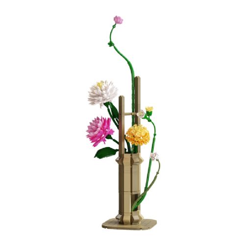 Cvetlični model iz kock CaDA C59023W Oriental Floral Art Spring, 613 kosov, dekorativni pomladni cvetlični aranžma, za starost 8+ let