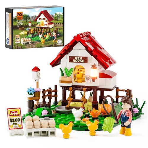 Gradbene kocke Lumibricks  Kokošnjak, 323 kos, od 16. let