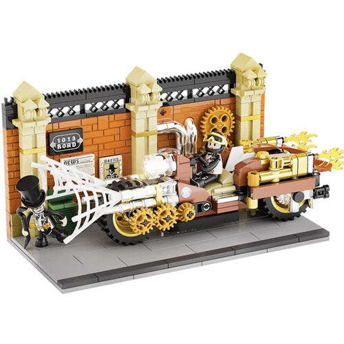 Gradbene kocke  Lumibricks Steampunk Motorcycle Chase, 424 kos, od 16. let
