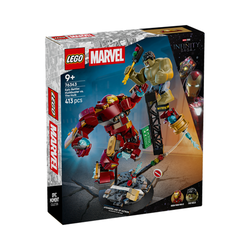 Kocke Lego Super Heroes Marvelov dvoboj velikanov: Hulkbuster proti Hulku, 413 kock, od 9. let (76343)
