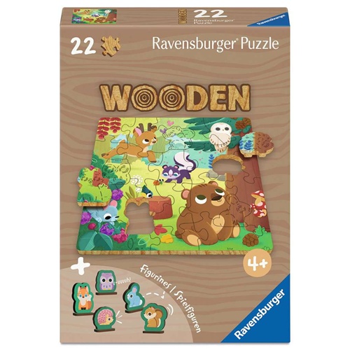 Lesena sestavljanka za otroka Ravensburger: Veseli gozdni prijatelji, 22 kosov, od 4. let