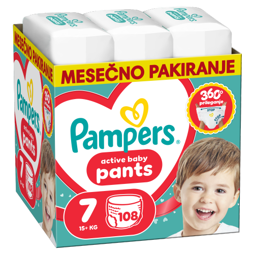 Otroške plenice Pampers Pants S7 , hlačne, velikost 7, 108 kos, za enostavno menjavo
