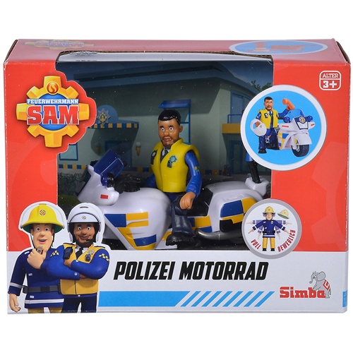 Policijska motoristična igrača  Simba-Dickie gasilec Sam (s figurico)