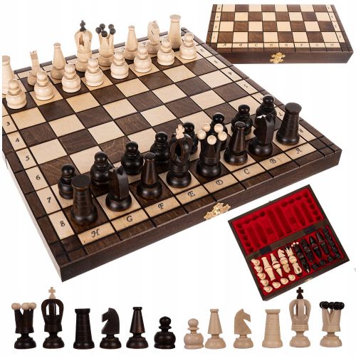 Premium lesen oblazinjen šah 31×31cm in lesene figure