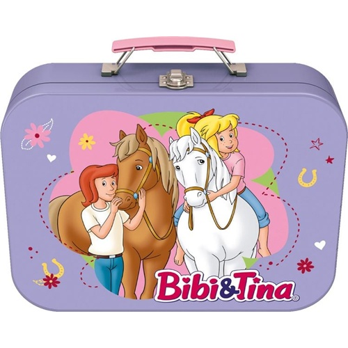 Puzzle Schmidt Spiele Bibi & Tina kovinska škatla, 2x100 kosov, 2x150 kosov, za otroke 6+, velikost 36,1x24,3 cm