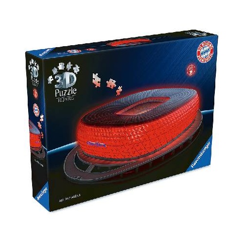 Sestavljanka Ravensburger 3D Iconics: Allianz Arena - z lučjo, 216 kosov, od 8. let