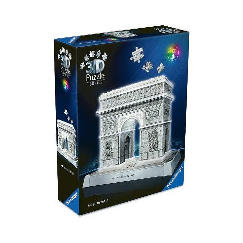Sestavljanka Ravensburger 3D Iconics: Slavolok zmage Pariz - z lučjo (216 kosov), od 8. let