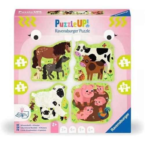 Sestavljanka Ravensburger Puzzle UP! - Živali s kmetije (4, 6, 8 in 10 kosov), od 2. let