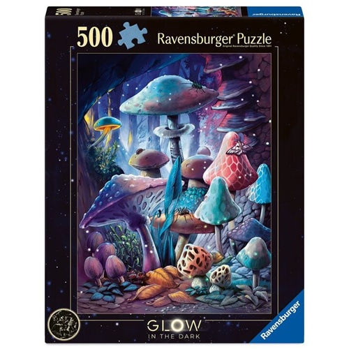 Sestavljanka Ravensburger: Sestavljanka, ki se sveti v temi - Gobe v mesečini (500 kosov), od 12. let