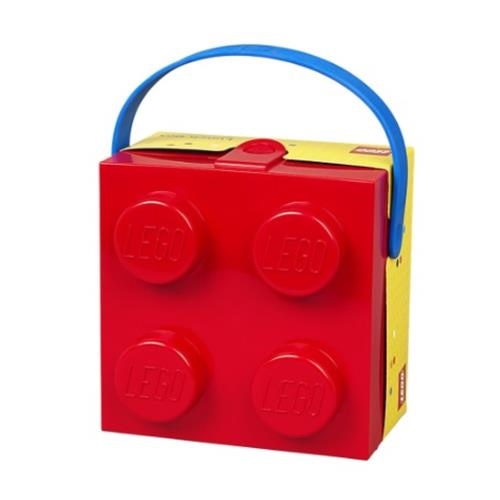 Škatla za shranjevanje Lego, gradnik 4, z ročajem, rdeča