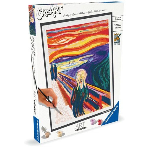 Slikanje po številkah CreArt ART Collection Munch: Krik, 30x40 cm, 32 akrilnih barv, 2 čopiča, za 12+ let