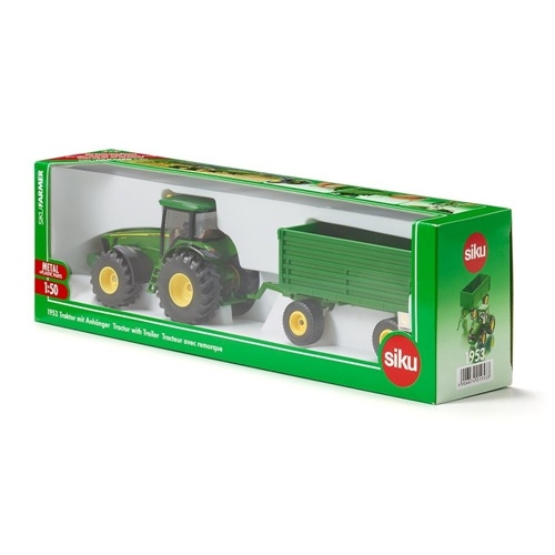Traktor s prikolico Siku FARMER John Deere serije 8000, 1:50, od 3. let, osvetlitve, plastika in kovina