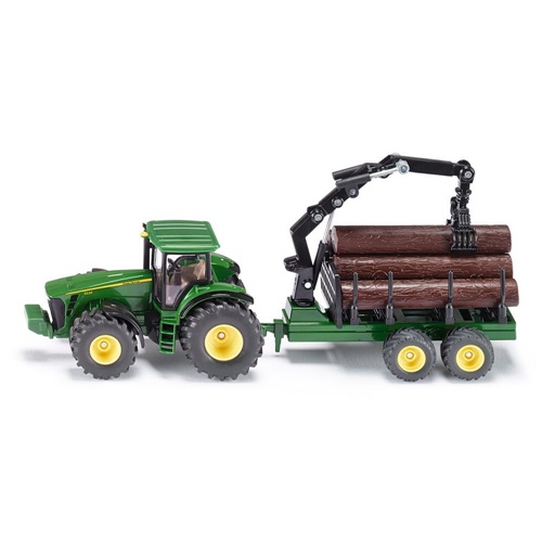 Traktor z gozdarsko prikolico Siku FARMER John Deere 8430, 1:50, od 3. let, plastika in kovina