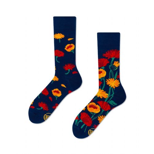 Many Mornings nogavice FLOWER POWER NAVY, visoke, 39-42