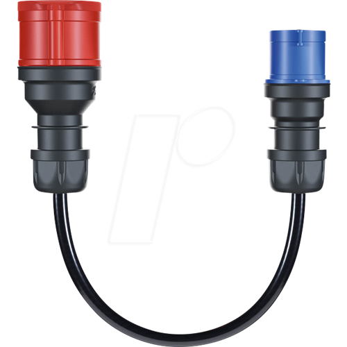 Adapterski kabel Go-e za Gemini Flex 11kW, trifazni tok 16A > CEE 16A, 30 cm, rdeča/modra