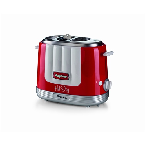 Aparat za hot doge Ariete Party Time (rdeč/bel, 650 W, v stilu 50-ih)