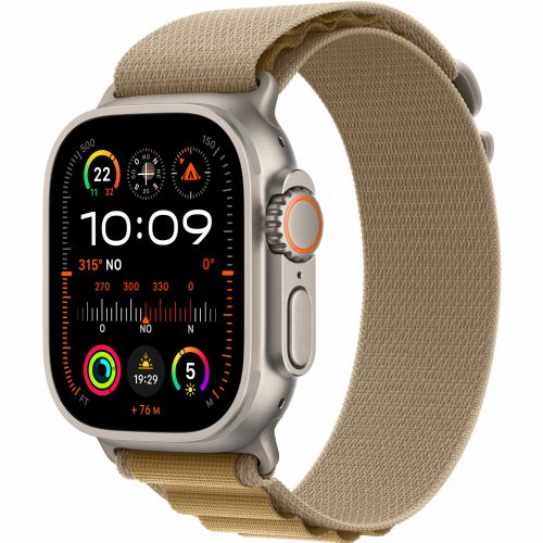 APPLE Watch Ultra 2 GPS + Cellular 49 mm ohišje iz naravnega titana s rjavo alpsko zanko - srednje