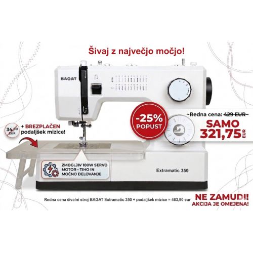 BAGAT Extramatic 350 s podaljškom šivalne mizice