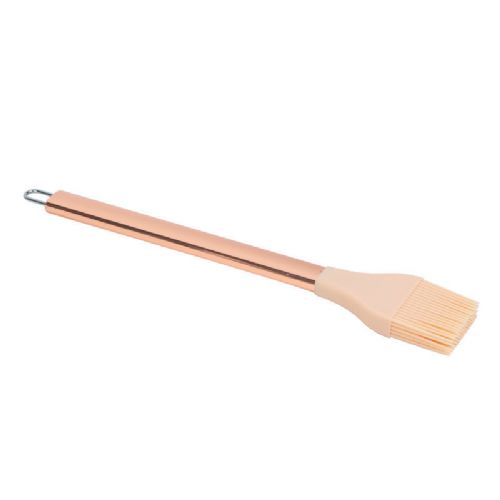 Bewello silikonski čopič za peko z ročajem iz nerjavečega jekla - breskev - 28 cm