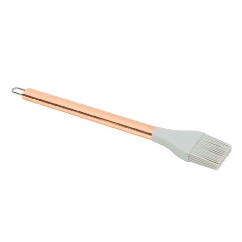 Bewello silikonski čopič za peko z ročajem iz nerjavečega jekla - siv - 28 cm