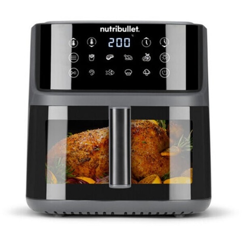 Cvrtnik na vroč zrak Nutribullet CRISPLITE VISION (črn/srebrn, 2000 W, 8-litrska košara, z oknom za ogled)