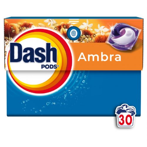 Kapsule za pranje perila Dash Ambra, 30 kos, ultrakoncentrirana formula, dolgotrajna svežina