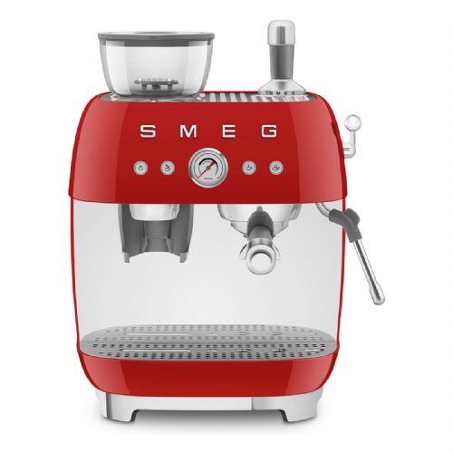 Kavni aparat Smeg EGF03RDEU, popolnoma avtomatski, vgrajen mlinček, 15 barov, 2,4 l rezervoar, rdeč