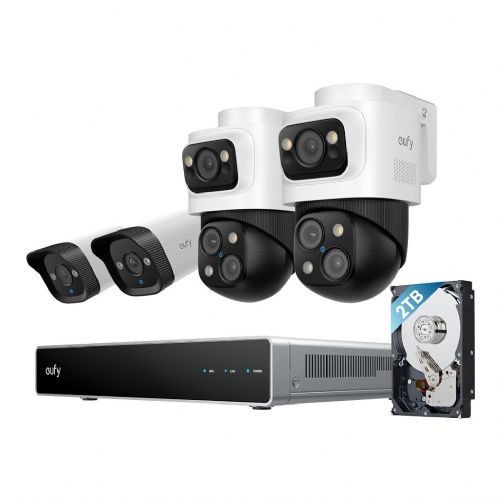 Varnostne kamere Eufy NVR S4 komplet 4x IP67, 4K 16MP, nočni vid, 8x optični zoom, 2TB HDD