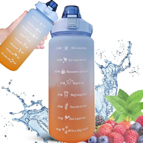 Dodatna povezava | Motivacijska steklenica | Steklenica za vodo, 2000 ml, modro-oranžna, BUT-993
