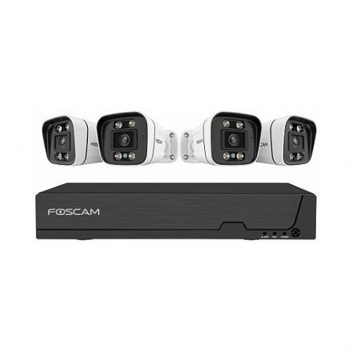 FOSCAM FN9108E-B4-2T Überwachungskameraset 4 Kameras mit Recorder Weiß