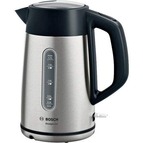 Grelnik vode Bosch DesignLine TWK4P440, za 1.7 L, črna/nerjaveče jeklo