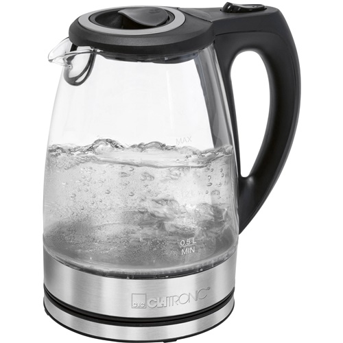 Grelnik vode Clatronic WKS 3744G, 2200W, 1,7 L, črna/srebrna
