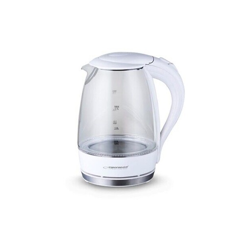 Grelnik vode Esperanza EKK011W, 1.7 L,. 2200 W, bela/steklo
