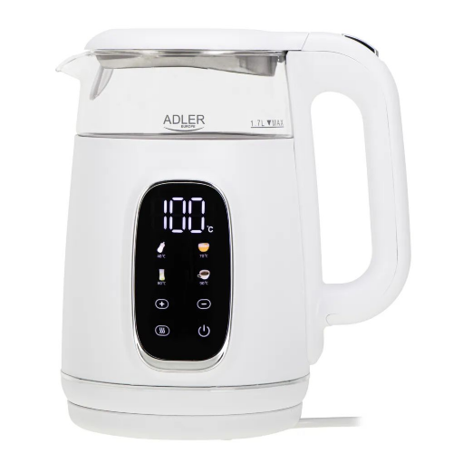 Grelnik vode ADLER AD 1305-WS, 2200W, 1.7L, LED, belo-srebrn