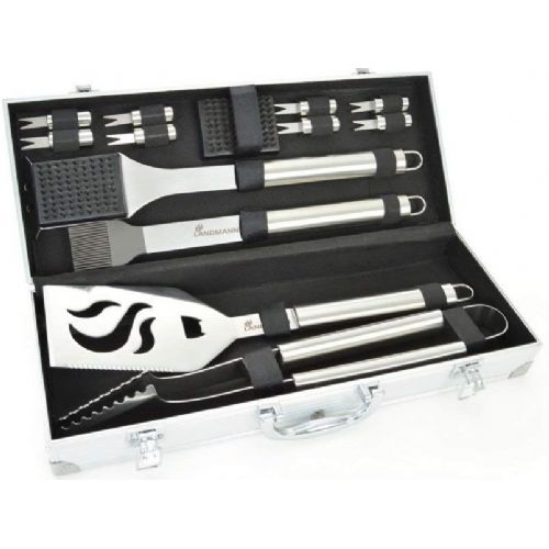 Set za žar Landmann 13399, 13 delni komplet, pribor iz nerjavečega jekla, aluminijast kovček