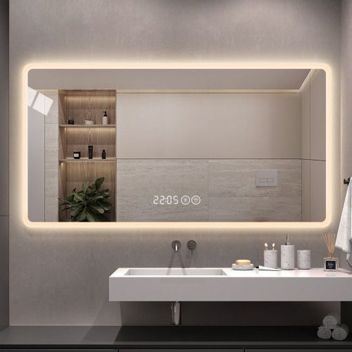 LED ogledalo S65A, 150x80cm, z uro in prikazom temperature