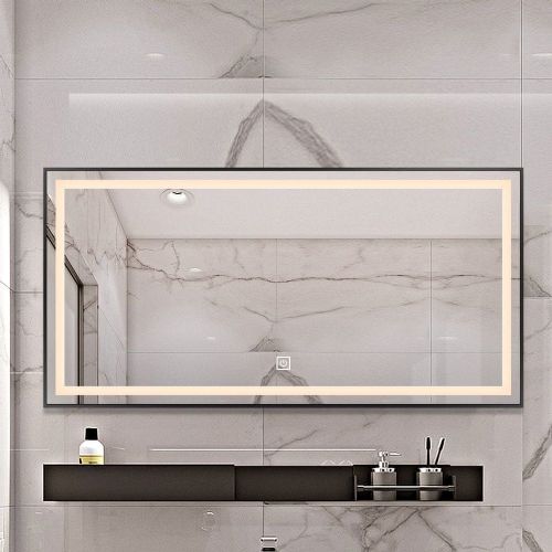 LED ogledalo S66B, 120x60cm, s črnim okvirjem