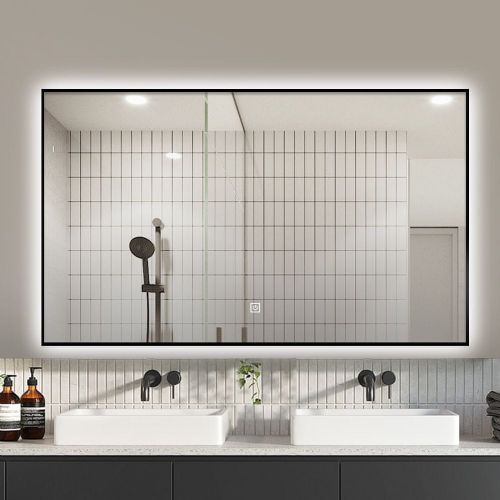 LED ogledalo S67B , 100x60cm, s črnim okvirjem