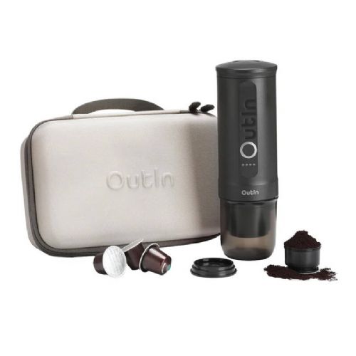 Set prenosnih aparatov za kavo Outin Nano 7500mAh (siv) + zaščitna torbica