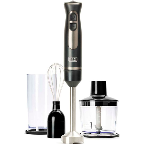 Palični mešačnik Black-Decker BXHBA800E, 800 W, 600 ml merilna posoda, 500 ml sekljalnik, rezila nerjaveče jeklo, črna