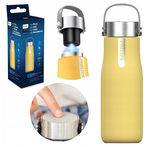 Pametna steklenica s filtrom vode Philips AWP2788YL/10 Gozero, 660 ml, rumena