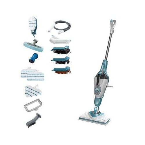 Parni čistilnik Black-Decker BHSM1610DSM-QS, 1600 W, 15 s ogrevanja, 8 m kabel, bela/modra