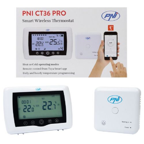 Pametni termostat PNI CT36 PRO, WiFi 2.4 GHz, TuyaSmart, zimsko-letni režim - odprta embalaža