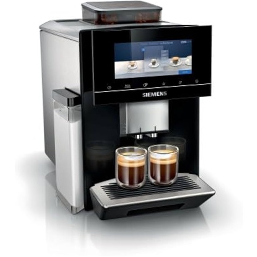 Popolnoma avtomatski kavni aparat Siemens TQ905DF9 EQ.900  (črna/brušena nerjaveča jekla, Home Connect)