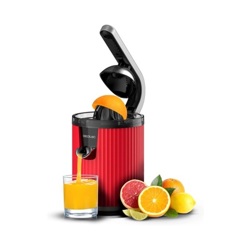 Rdeča stiskalnica za citruse Cecotec Xqueeze Retro Juice 600  (nerjaveče jeklo/črna, 600 W, direkten izpust soka)