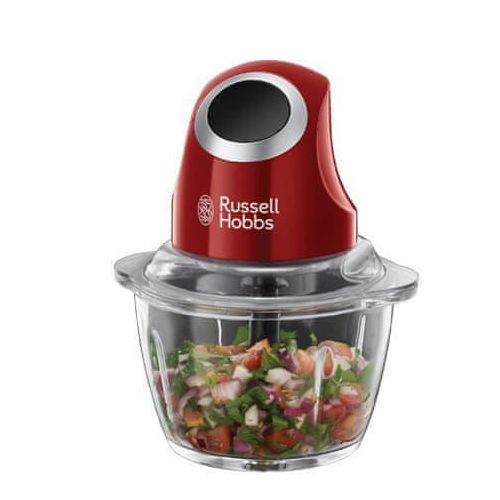 Mini sekljalnik Russell Hobbs Desire 24660-56, 200 W, 1 l posoda, nerjaveča rezila, upravljanje z enim gumbom, rdeče in črne barve