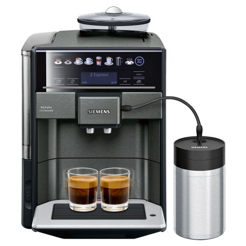 Kavni aparat Siemens TE657F09DE 19 barov, vgrajen mlinček, penilnik mleka, LCD zaslon, temni inox