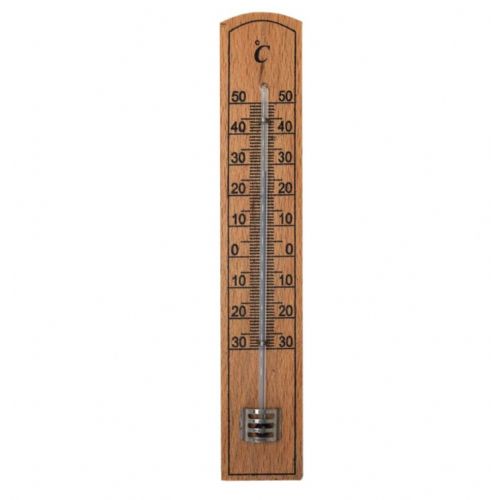Termometer analogni GSC, lesen, notranja in zunanja uporaba, rjave barve