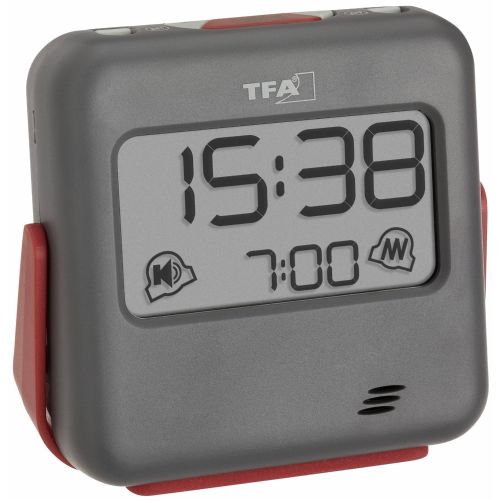 TFA Dostmann  60.2031.10  kvarčna  budilka  siva  Časi alarma 1    vibracijski alarm, izredno glasen ton alarma