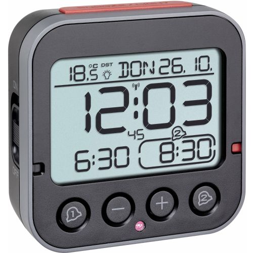 TFA Dostmann  60.2550.01  radijska  budilka  črna  Časi alarma 2    velik zaslon